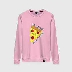 Свитшот хлопковый женский Если любовь,то только к пицце, цвет: светло-розовый