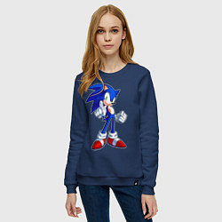 Свитшот хлопковый женский SONIC, цвет: тёмно-синий — фото 2