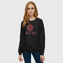 Свитшот хлопковый женский HIM LOGO RED, цвет: черный — фото 2