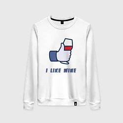 Свитшот хлопковый женский I like Wine, цвет: белый