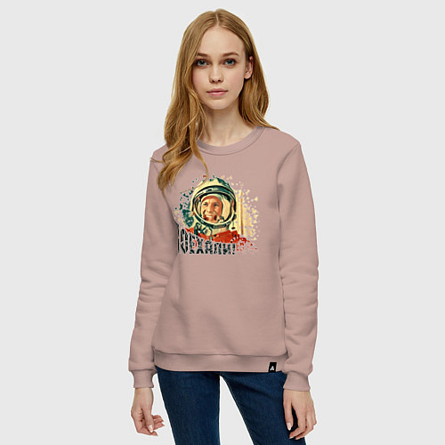 Женский свитшот Гагарин: Поехали! / Пыльно-розовый – фото 3