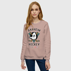 Свитшот хлопковый женский ANAHEIM DUCKS, цвет: пыльно-розовый — фото 2