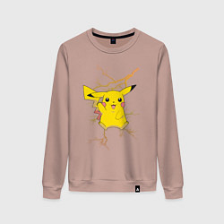 Свитшот хлопковый женский Pikachu, цвет: пыльно-розовый