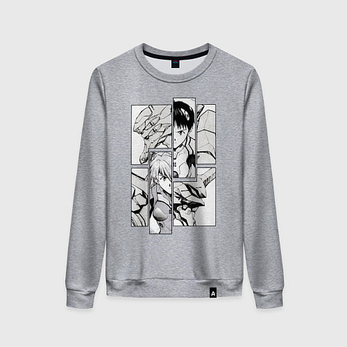 Женский свитшот Аска и Синдзи, Евангелион / Меланж – фото 1
