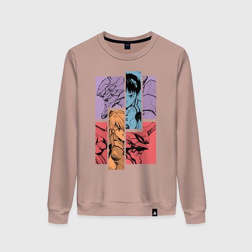Женский свитшот Аска и Синдзи, Евангелион / Пыльно-розовый – фото 1