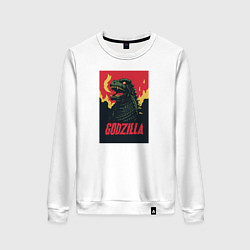 Свитшот хлопковый женский Godzilla, цвет: белый