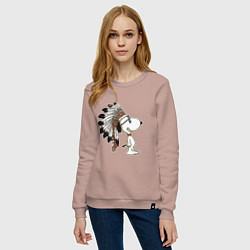 Свитшот хлопковый женский Snoopy, цвет: пыльно-розовый — фото 2