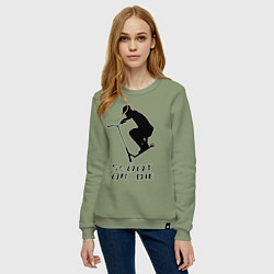 Свитшот хлопковый женский Самокат фристайл трюк экстрим, цвет: авокадо — фото 2