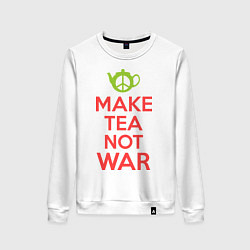 Свитшот хлопковый женский Make tea not war, цвет: белый