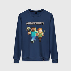 Свитшот хлопковый женский Персонажи игры Minecraft, цвет: тёмно-синий