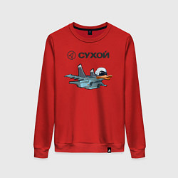 Свитшот хлопковый женский Утёнок Су-34, цвет: красный