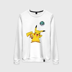 Свитшот хлопковый женский Pokemon pikachu 1, цвет: белый