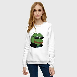 Свитшот хлопковый женский Pepe в очках EZ, цвет: белый — фото 2