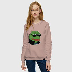 Свитшот хлопковый женский Pepe в очках EZ, цвет: пыльно-розовый — фото 2