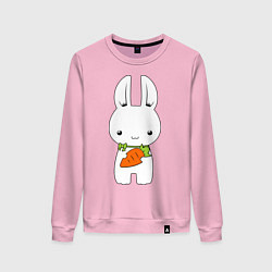 Свитшот хлопковый женский Зайчик с морковкой, цвет: светло-розовый