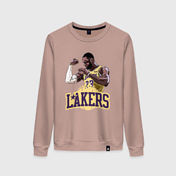 Свитшот хлопковый женский LeBron - Lakers, цвет: пыльно-розовый