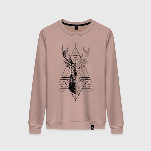 Женский свитшот Polygonal deer / Пыльно-розовый – фото 1