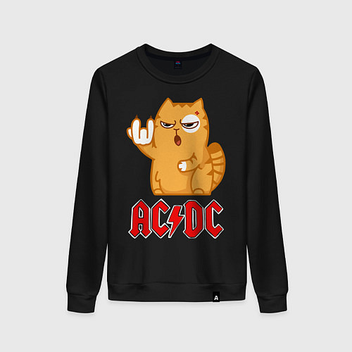 Женский свитшот ACDC rock cat / Черный – фото 1