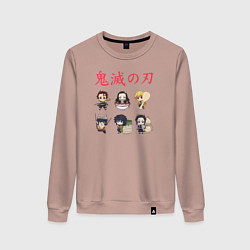 Свитшот хлопковый женский Клинок рассекающий демонов, цвет: пыльно-розовый