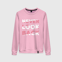 Свитшот хлопковый женский Never look back, цвет: светло-розовый