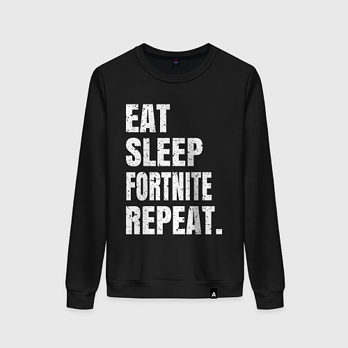 Женский свитшот EAT SLEEP FORTNITE REPEAT / Черный – фото 1