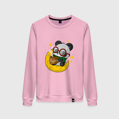 Женский свитшот Панда на луне / Светло-розовый – фото 1