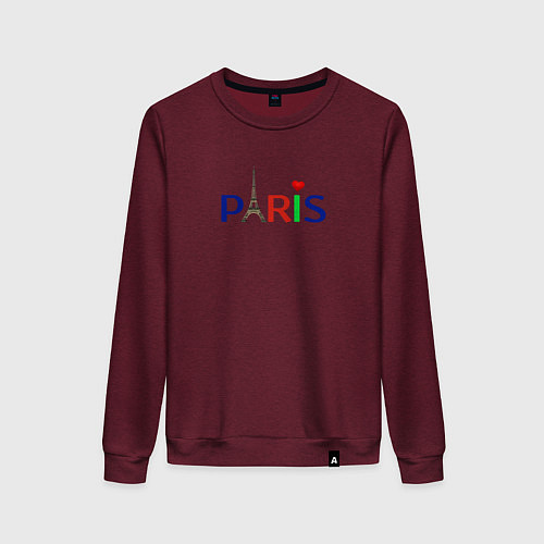 Женский свитшот Paris / Меланж-бордовый – фото 1