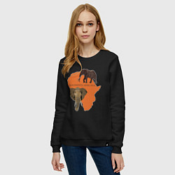 Свитшот хлопковый женский Африканский слон, цвет: черный — фото 2