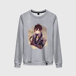 Свитшот хлопковый женский Чжун Ли, цвет: меланж