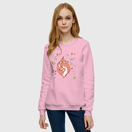 Женский свитшот Влюблённые лисички акварелью / Светло-розовый – фото 3