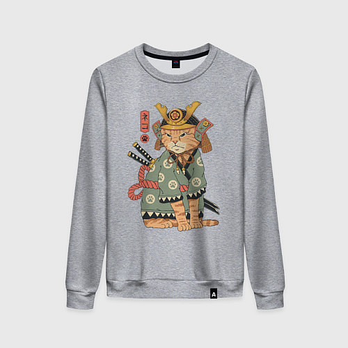 Женский свитшот Кот Самурай / Меланж – фото 1