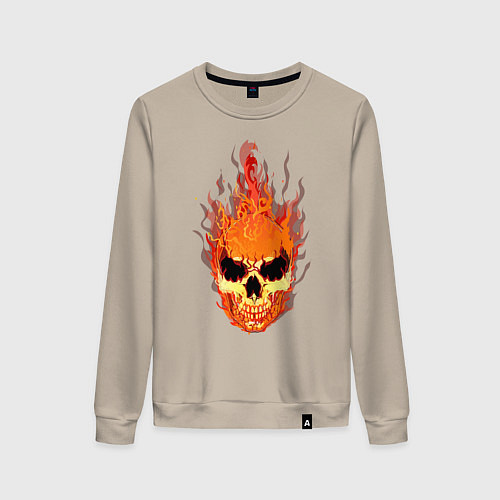 Женский свитшот Fire flame skull / Миндальный – фото 1