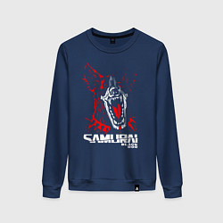 Свитшот хлопковый женский SAMURAI Cyberpunk 2077, цвет: тёмно-синий