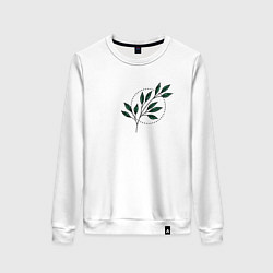 Свитшот хлопковый женский Leaves, цвет: белый