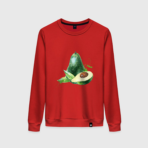 Женский свитшот Акварельное авокадо / Красный – фото 1