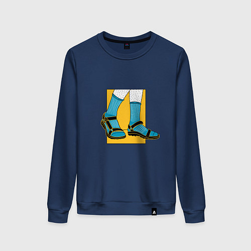 Женский свитшот Сандали с носками прикол / Тёмно-синий – фото 1