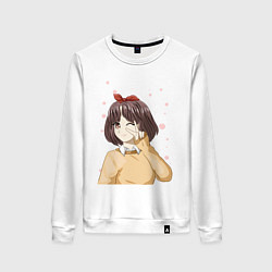 Свитшот хлопковый женский Милая аниме девочка в свитере, цвет: белый