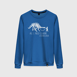 Свитшот хлопковый женский All a need is dinosaur, цвет: синий