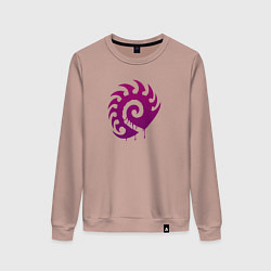 Свитшот хлопковый женский Zerg logo Purple, цвет: пыльно-розовый