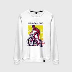 Свитшот хлопковый женский Mountain Bike велосипедист, цвет: белый
