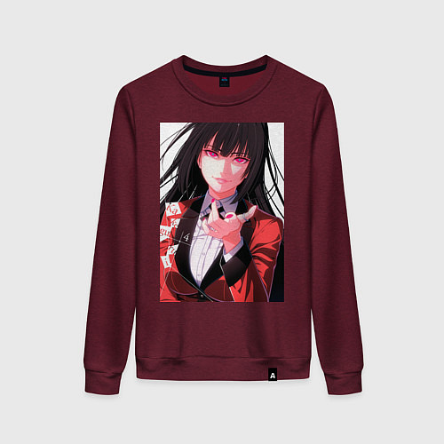 Женский свитшот Kakegurui Yumeko Jabami / Меланж-бордовый – фото 1