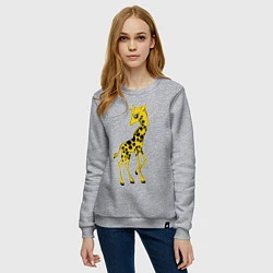 Свитшот хлопковый женский Маленький жираф, цвет: меланж — фото 2