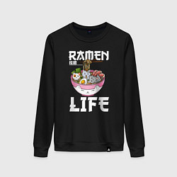 Свитшот хлопковый женский Ramen life, цвет: черный