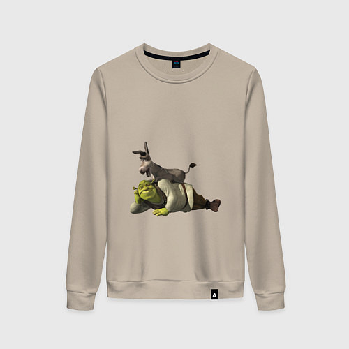 Женский свитшот Шрек и осел / Миндальный – фото 1