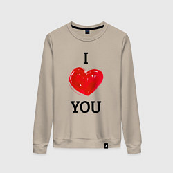 Свитшот хлопковый женский I LOVE YOU HEART Z, цвет: миндальный