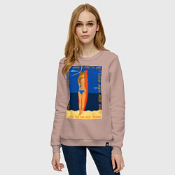 Свитшот хлопковый женский Женщина на море, цвет: пыльно-розовый — фото 2