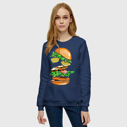 Женский свитшот King Burger / Тёмно-синий – фото 3