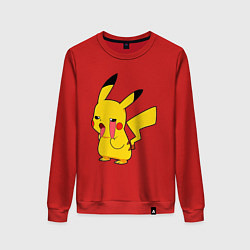 Свитшот хлопковый женский Уставший Пикачу, цвет: красный