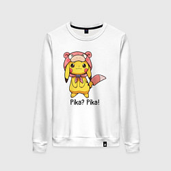 Свитшот хлопковый женский Пикачу Pika? Pika!, цвет: белый