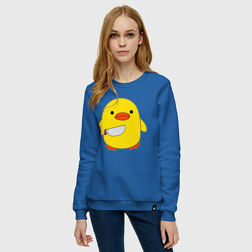 Женский свитшот УТКА С НОЖОМ КРУГЛЯШ / Синий – фото 3